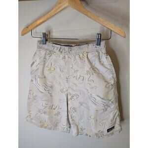Patagonia Baggies Boys Large Tropical Print Swim Shorts Cream Gray L